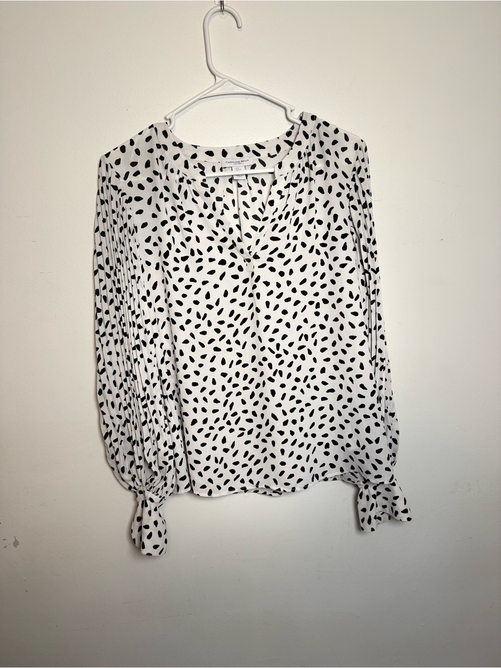 Carolina Belle White Blouse with Black Dot Print